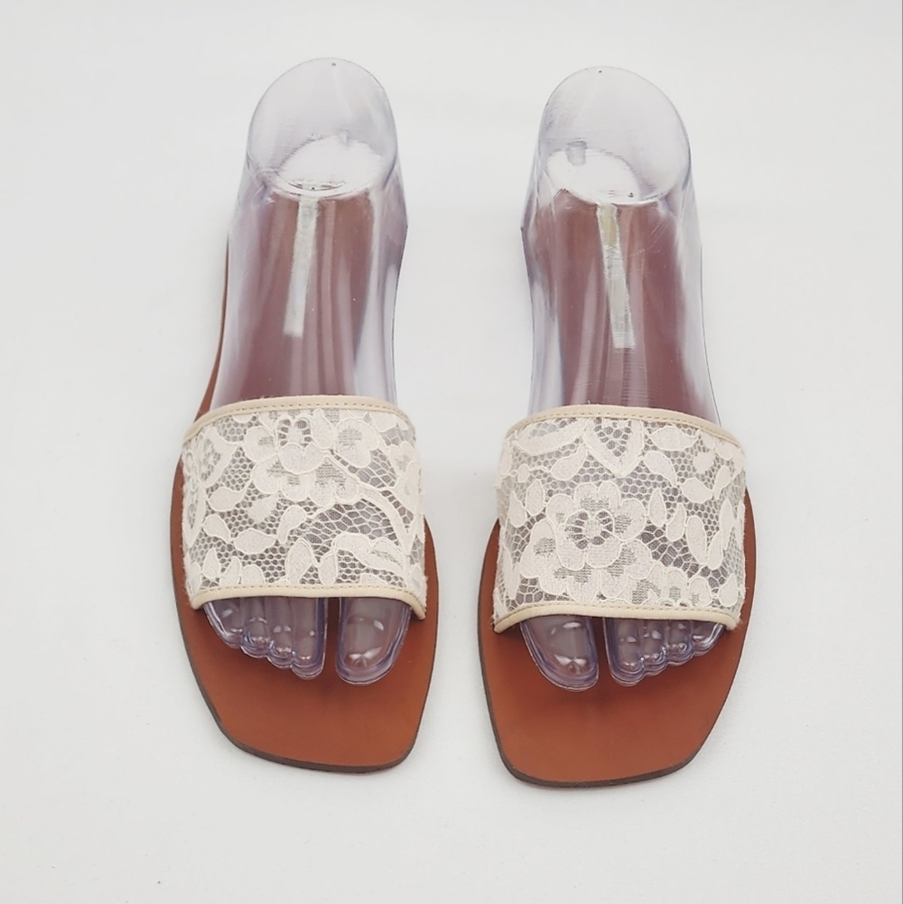 Zara Lace Slip On Slide Sandals